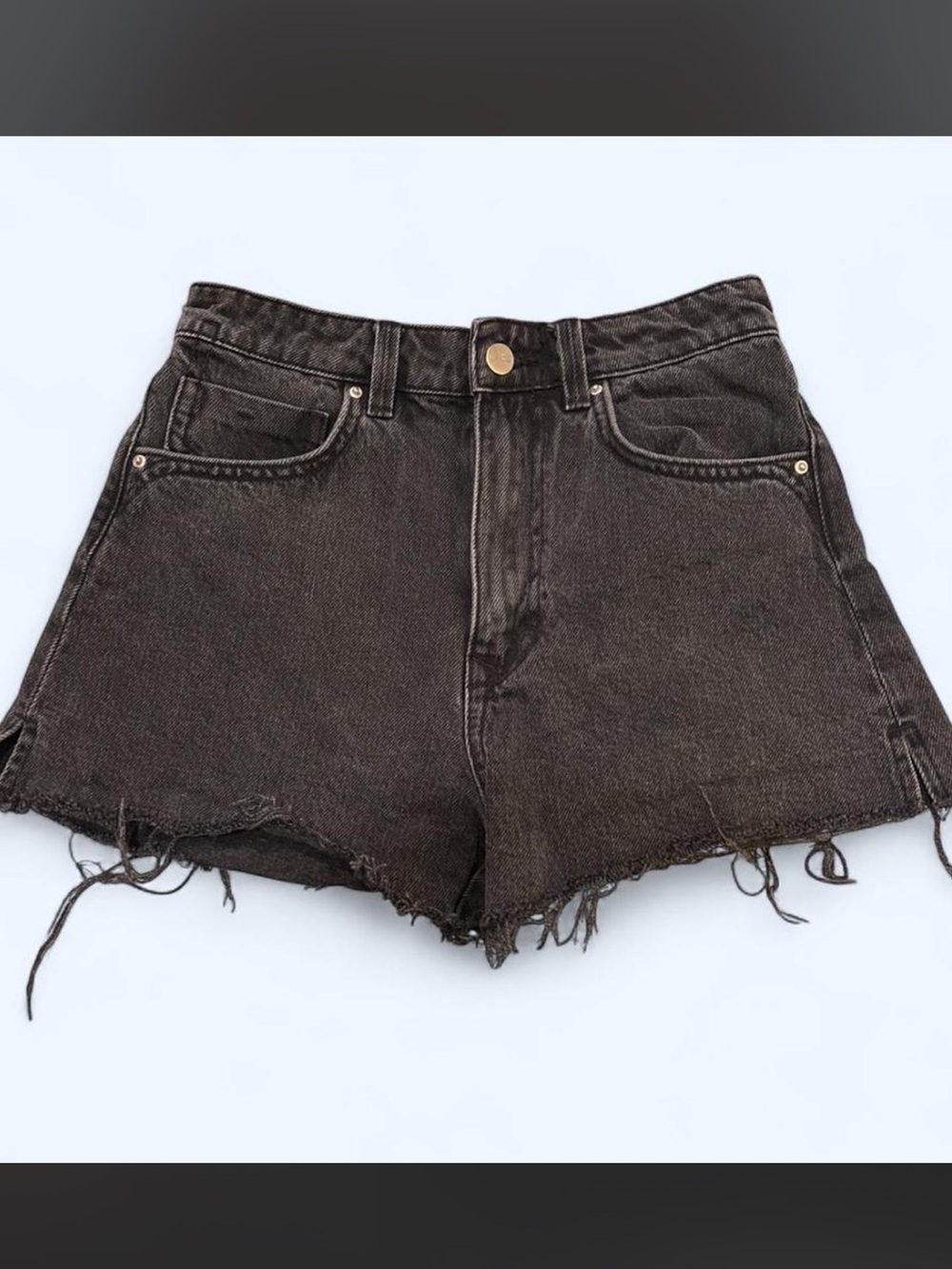 Zara Washed Black High-Rise Denim Shorts